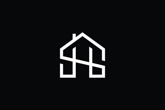 Logo design of S SH HS in vector for construction, home, real estate, building, property. Minimal awesome trendy professional logo design template on black background.