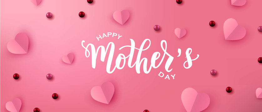 Happy Mother’s day hand lettering text. Good for the holiday of mom, vector illustration. Typography. Card, poster, banner, invitation, postcard.