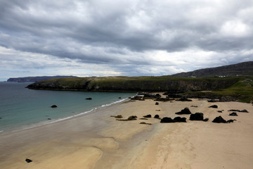 Durness -  (Scotland), UK - August 11, 2018: The beaches at Durness peninsula, Scotland, Highlands,...