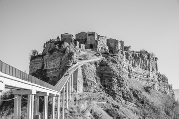 Civita di Bagnoregio (Viterbo, Lazio)- The famous ancient village on the hill between the badlands,...