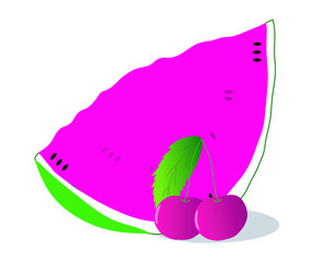 delicious sweet watermelon and cherry