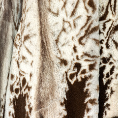 Natural beige brown shiny fur texture with large spots and beautiful folds
