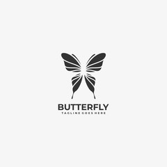 Vector Logo Illustration Butterfly Silhouette Style.