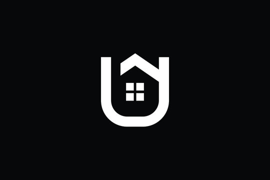 Logo design of U in vector for construction, home, real estate, building, property. Minimal awesome trendy professional logo design template on black background.
