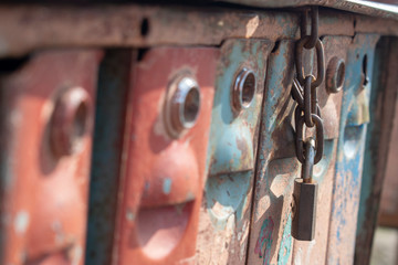 Old soviet mail box with rust, close up