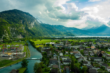 Fototapeta na wymiar Aerial view of Interlaken city