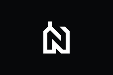 Logo design of N in vector for construction, home, real estate, building, property. Minimal awesome trendy professional logo design template on black background.