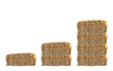 Golden yellow haystack isolated on a white background