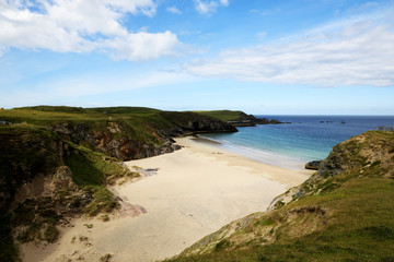 Fototapeta na wymiar Durness - (Scotland), UK - August 11, 2018: The beaches at Durness peninsula, Scotland, Highlands, United Kingdom