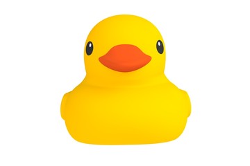 Yellow rubber duck isolated on white background, 3d rendering