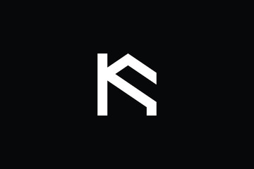 Logo design of K in vector for construction, home, real estate, building, property. Minimal awesome trendy professional logo design template on black background.