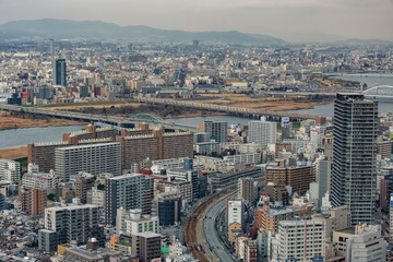Fototapeta na wymiar Osaka city in daytime