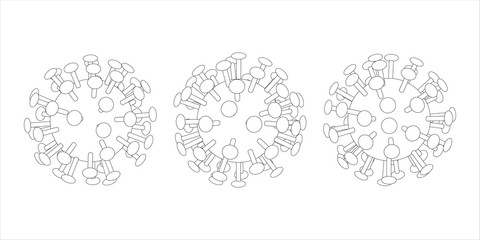Realistic 3d isometry coronavirus cell.