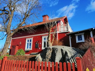 Swedish traditional red house 