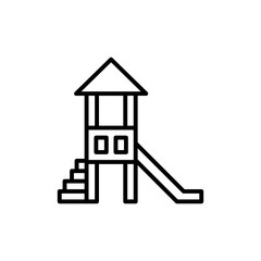 Playground vector icon. Playground Slide vector icon. Playhouse with slide sign. Recreation symbol