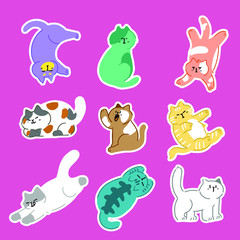 Adorable Cats Pose B Gesture Vector Doodle. Best for Sticker, Decoration, Print
