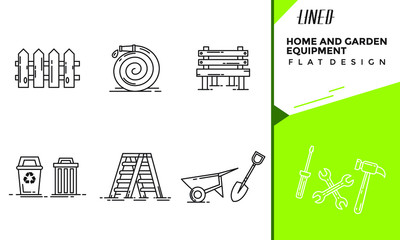 Lined art and icon compilation of home and garden equipment vector design