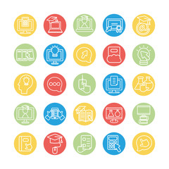 books and education online icon set, line block style