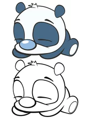 Gardinen Vektor-Illustration eines niedlichen Cartoon-Charakter-Pandas für Ihr Design und Computerspiel. Malbuch-Umriss-Set © liusa
