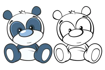 Foto op Canvas Vectorillustratie van een schattige Cartoon karakter Panda voor je ontwerp en computerspel. Kleurboek overzichtsset © liusa