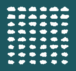 White clouds on blue background in the form of the sky. Flat. Vector illustration. Eps10