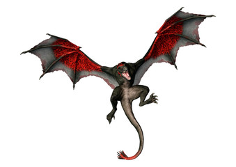 3D Rendering Fairy Tale Dragon on White