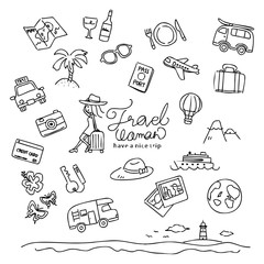 旅行　アイコン　手描き © トラノスケ
