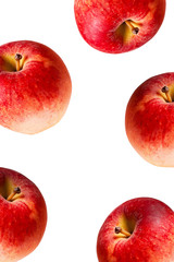 Falling ripe red apples background. Isolated. Close-up.