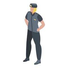Woman police officer icon. Isometric of woman police officer vector icon for web design isolated on white background