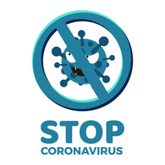 Corona virus Icon with  Prohibit Sign, 2019-nCoV Novel Corona virus Bacteria.No Infection and Stop Corona virus Concept.Dangerous Corona virus Cell in China, Wuhan/USA/Italy/Spain.Isolated Vector Icon