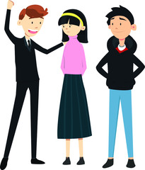 Male Boss motivates his team vector illustration