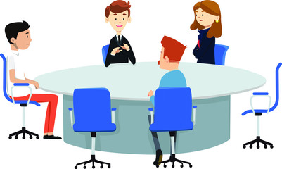 Leader discuss about new product on his company with his manager