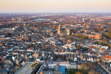 Fototapeta na wymiar The old city center of Den Bosch seen from above