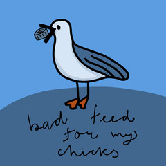  Seagull eat a bottle cork.