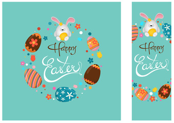 Happy Easter Greeting Card and Happy Easter Banner - Colorful Illustration for Your Projects, Vector Graphic