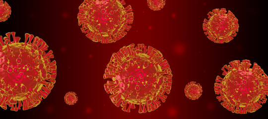 3d illustration, coronovirus virus, banner on a dark background