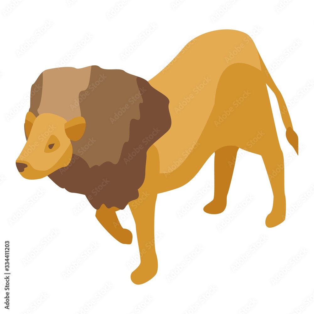 Poster zoo lion king icon. isometric of zoo lion king vector icon for web design isolated on white backgrou
