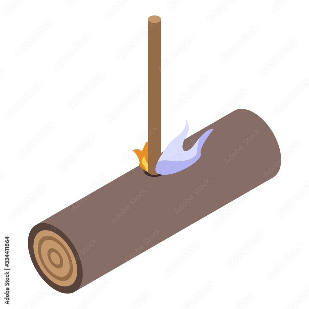 Poster stone age fire catch icon. isometric of stone age fire catch vector icon for web design isolated on 