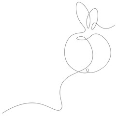 Apple fruit line drawing, vector illustration