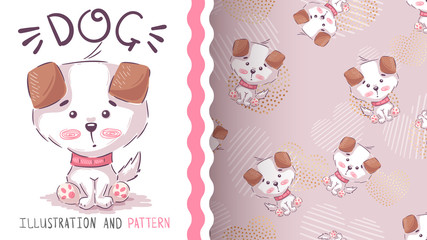 Cute dog seat - seamless pattern