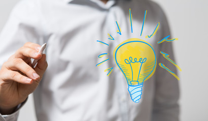 solution concept business idea lamp