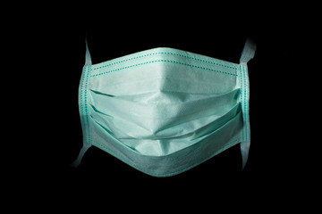 close view of a surgery maks on black background