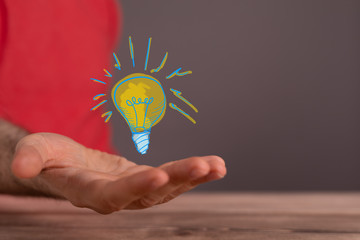 idea lamp concept in hand.