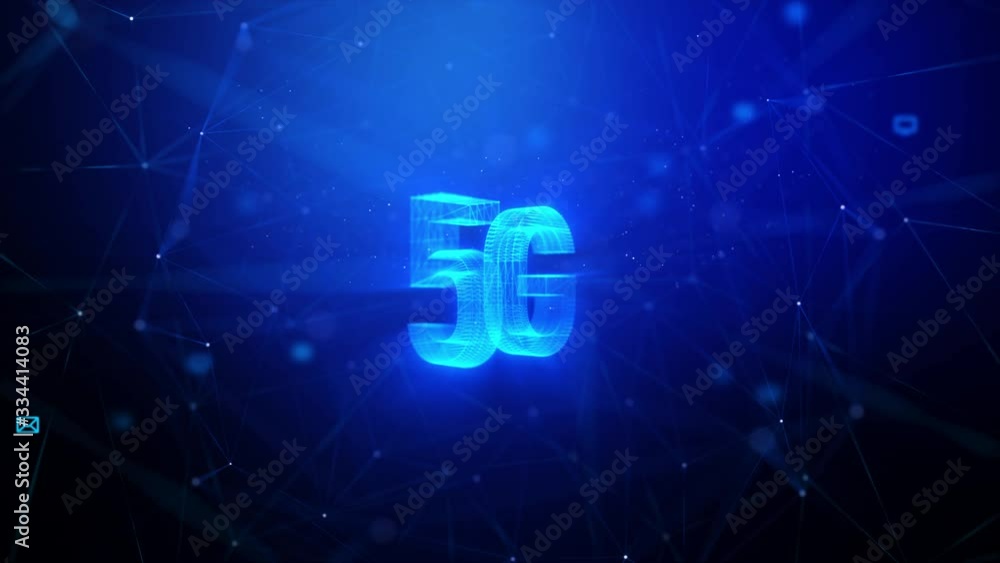 Poster 3d rendering 5g with lighting and glow effect for digital and technology concept, with connection li