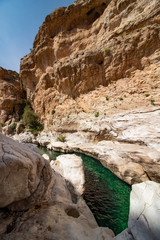 Inside at canyon of Wadi Bani Khalid near Bidiyya in Oman