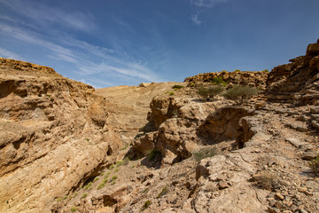 Viewpoint of mountains at Wadi Bani Khalid near Bidiyya in Oman