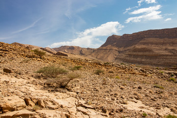 Viewpoint of mountains at Wadi Bani Khalid near Bidiyya in Oman