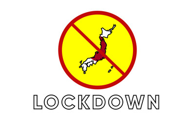 Illustration vector graphic of Sign caution of Japan Lockdown. Vector illustration of warning sign. Coronavirus outbreak. Warning sign of Prohibited from leaving the Japan country. vector EPS10.