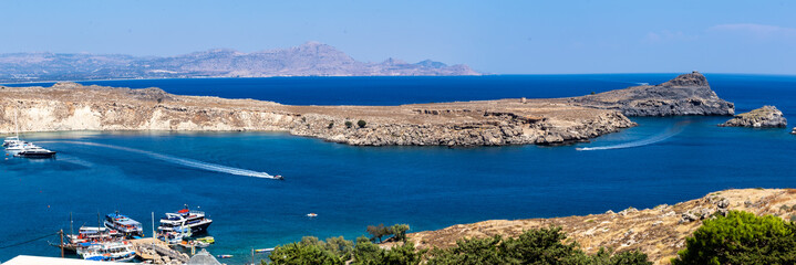 view of the island of lindos greece