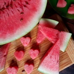 watermelon slices in the form of hearts and triangles